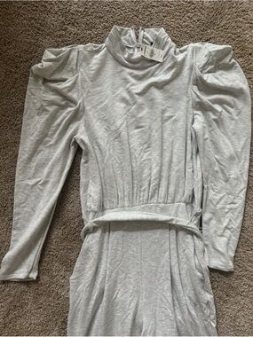 Express Heather Gray Hooded Long Sleeve Top